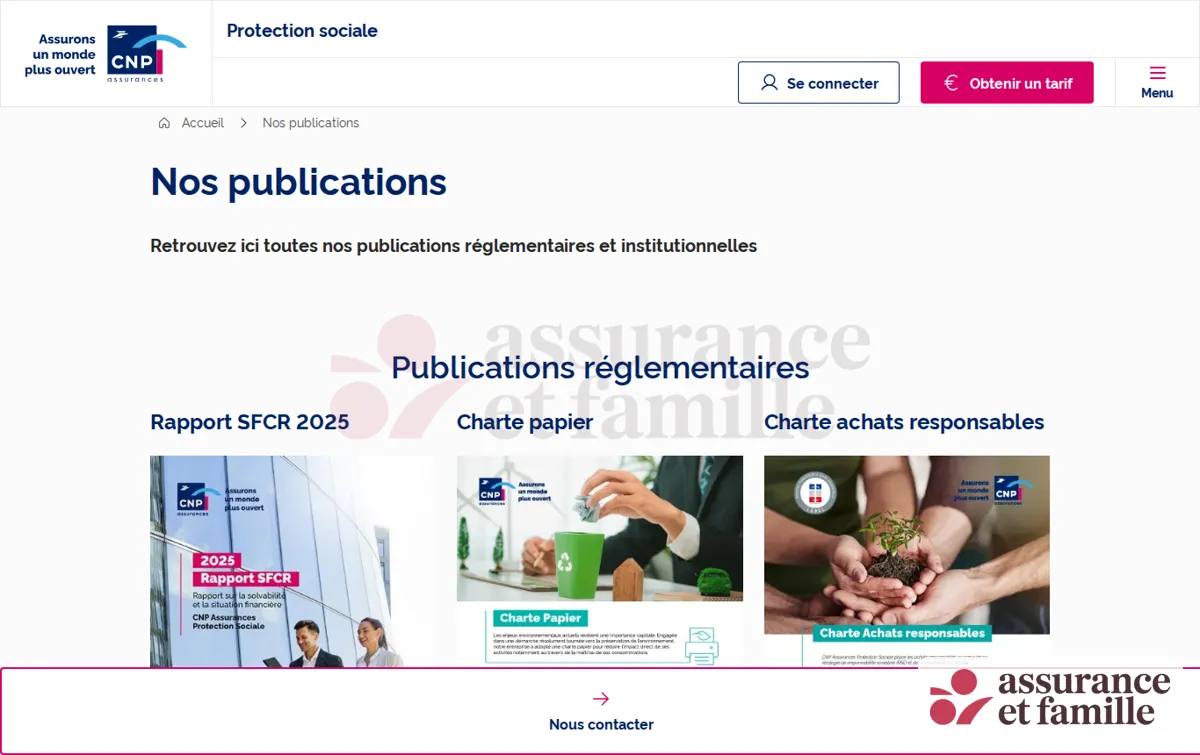 Capture : Nos publications | CNP Assurances